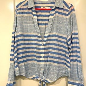 Vineyard Vines linen tie-front button-down